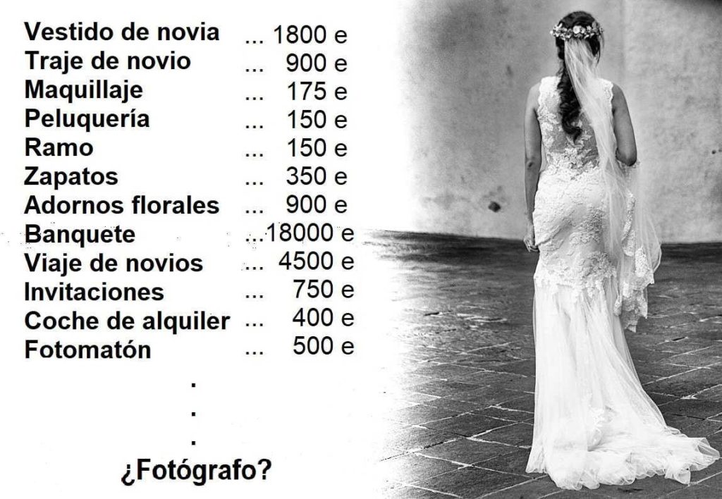 precio fotógrafo de boda
